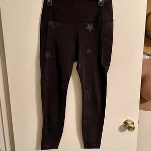Gap Fit Sculpt Compression black star print leggings Large